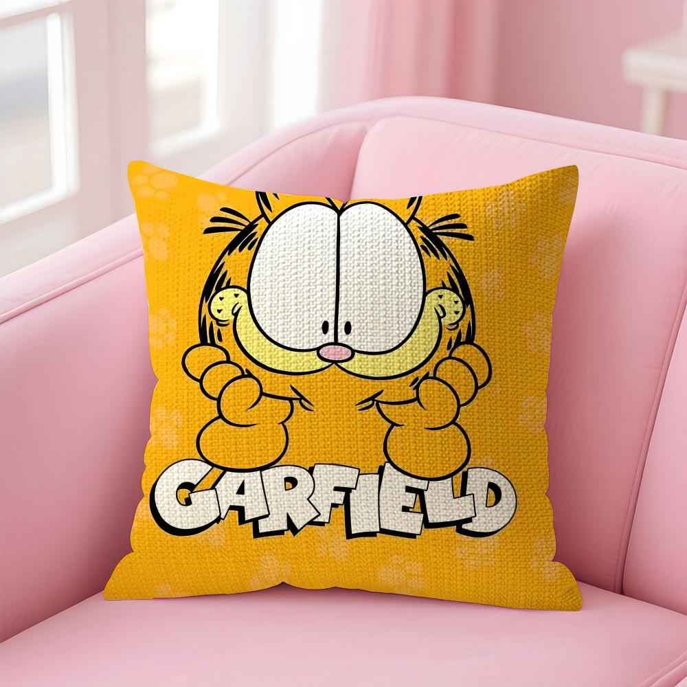 Cartoon GGarfield Cushion Cover Natural Linen Pillow Case DoubleSided Print Decorative Sofa Pillowcase Home Decor Gift