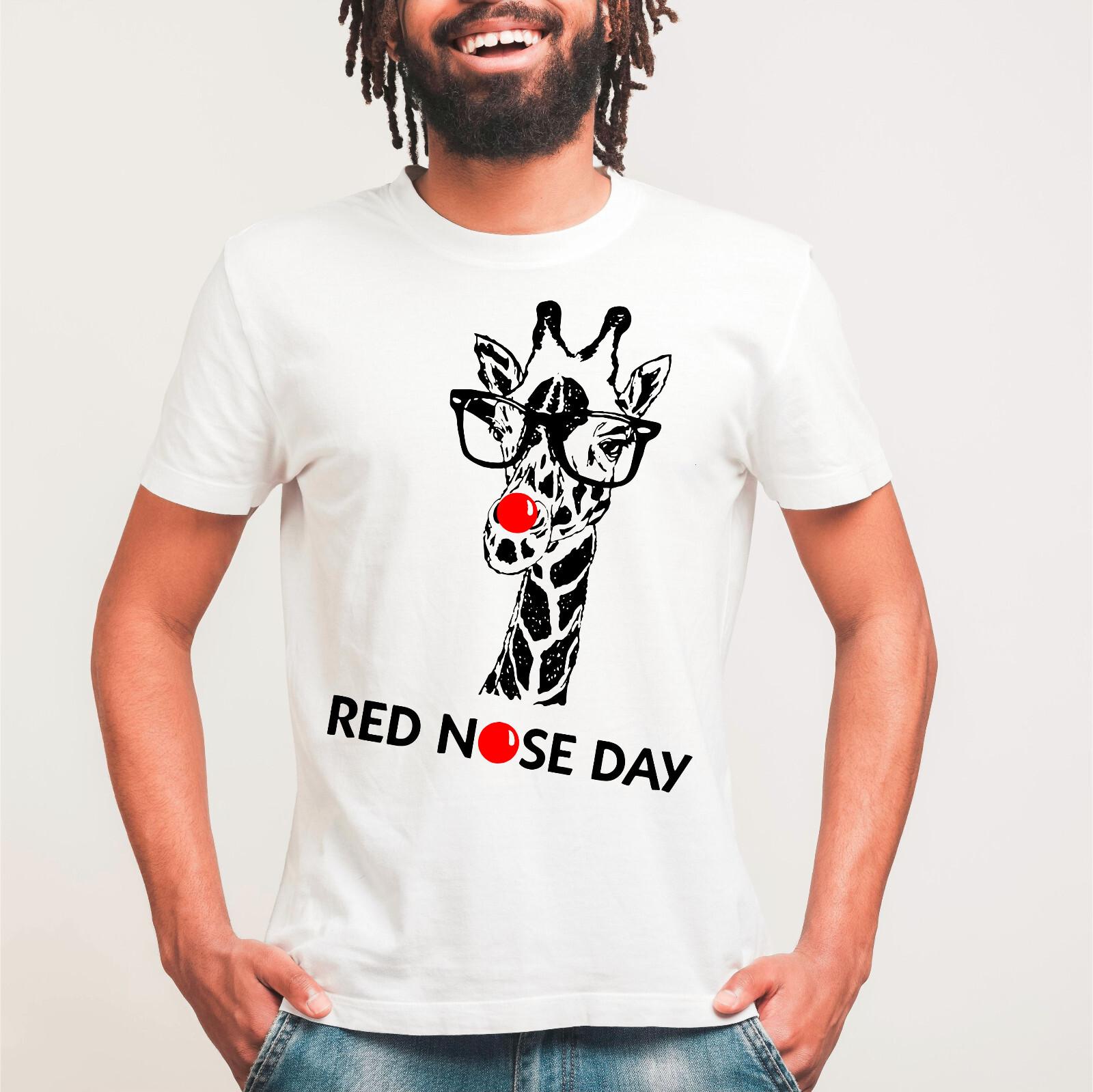 Giraffe Red Nose Day 2026 T-Shirt Funny Comic Relief Boys Girls Top XXL