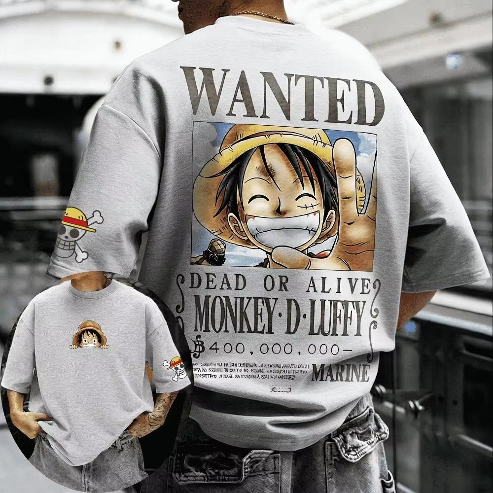 T-shirt en coton unisexe ONE PIECE Monkey D. Luffy Hommes Femmes Impression Anime Streetwear Surdimensionné Ample Manches Courtes Haute Qualité Vêtements Féminins Masculins
