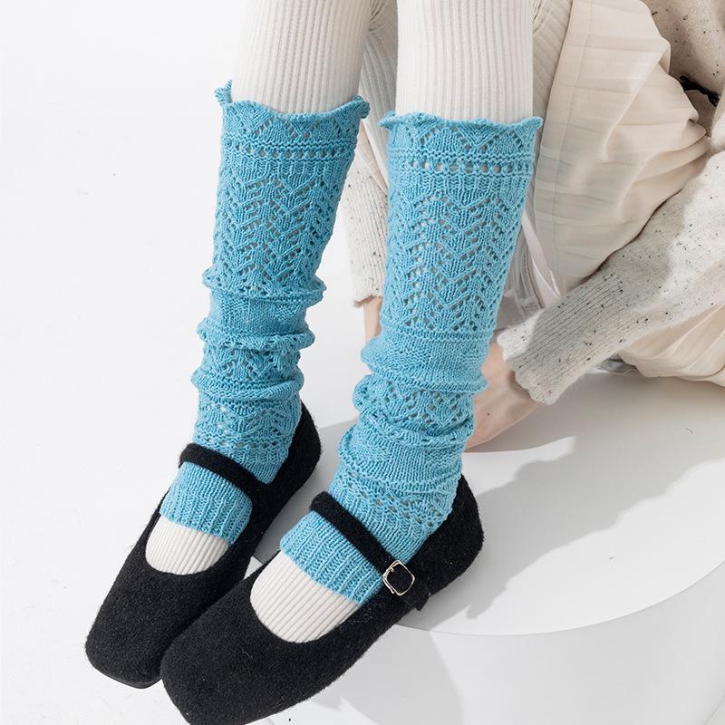 Boots Still Cotton Socks Cover Relief Hollow Warm Knitting Retro Gray Heavy Industry Long Tube Stack Calf Leg Cover