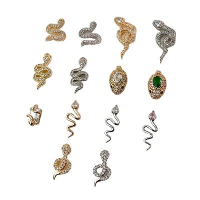 Snake Nails Art Charms Snake Nails Rhinestones Nails Charms Snake Shape Nails Art Decoration Nails Jewelry Accessories