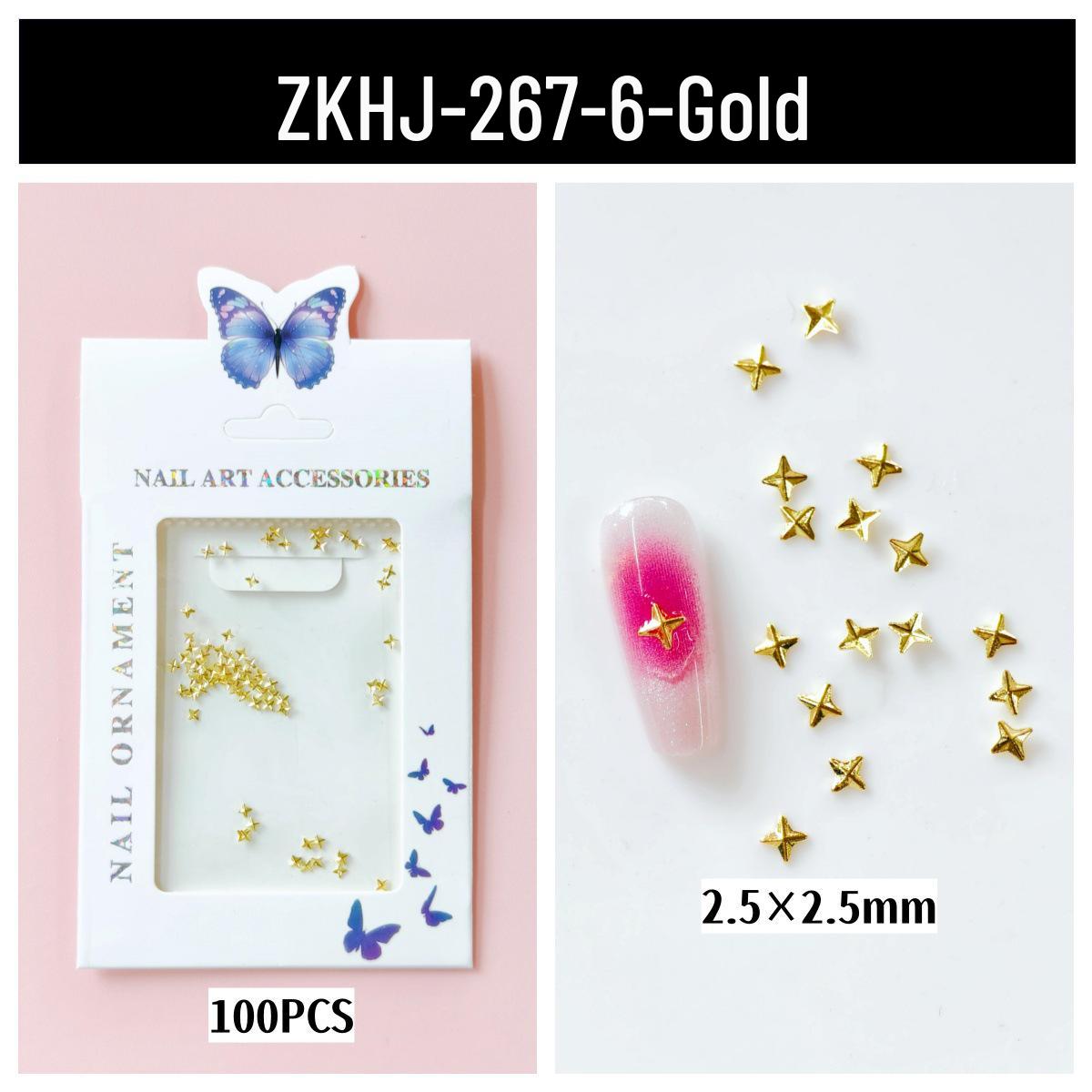100pcs Alloy Jewelry Star Cross Series DIY Gold Silver Nail Stickers