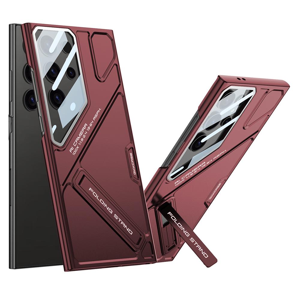 For Samsung Galaxy S24 Ultra Case Mecha Style Shockproof Hard PC Phone Cover with Kickstand