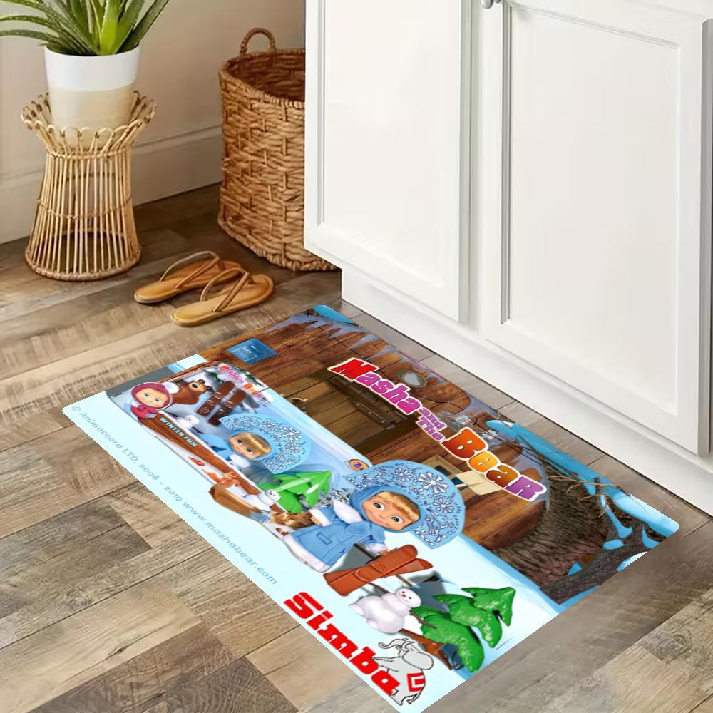 Masha Bear Kitchen Carpet Nonslip Floor Mat Ideal For Indoor And Outdoor Entryway Door Mat Laundry Room Bathroom Foot Mat