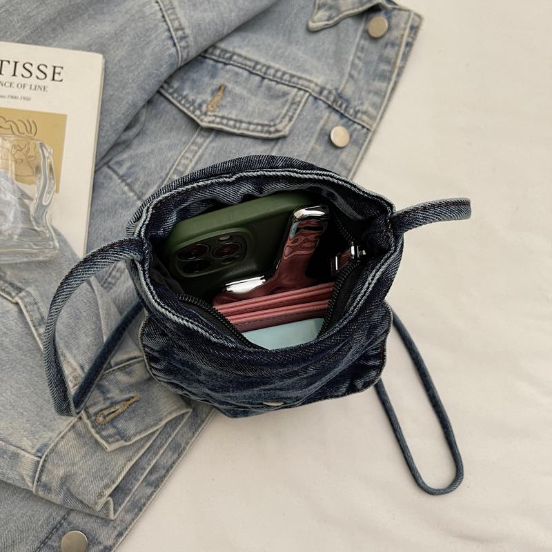 Torebka Damska Jeansowa Vintage Torba na Ramię Mała Torebka na Telefon Komórkowy