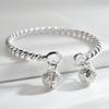 Wholesale Fine 925 Sterling Silver Bangles Bracelet Charms Heart Open for Women Lady Jewelry Adjustment Cuff Wedding Gift