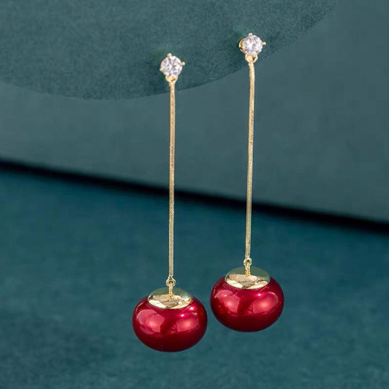 Chinese Red Series Festive Earrings: Retro National Style for New Year & Christmas Gifts