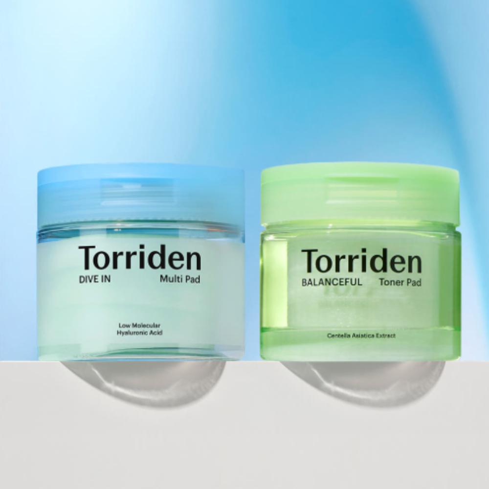 

Torriden Dive-In Multi Pads 80 Sheets & Balanceful Cica Pads 60 Sheets – Hydration + Soothing Pad Set