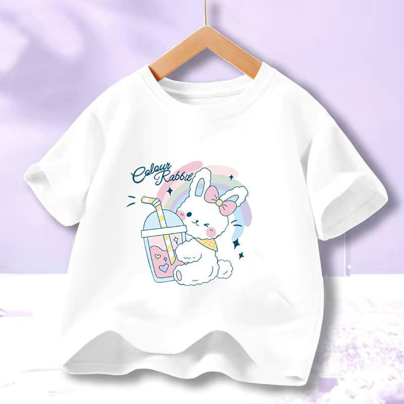 Girls' Anime Cartoon Short-Sleeve Cotton T-Shirt - Summer 2023 Trend
