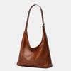 Soft leather shoulder bag Simple retro bag Large capacity Solid color