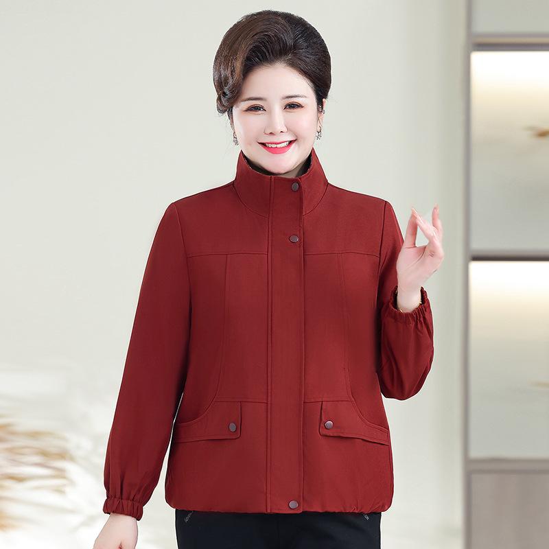 Women s Plus Size Spring & Autumn Casual Lapel Windbreaker - Stylish Age-Reducing Jacket XL красный