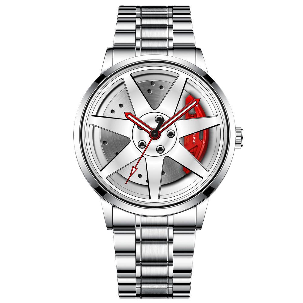 Boruse Wheel Caliper Watch Fashion Men'S Watch Women'S Steel Belt Waterproof Quartz Movement