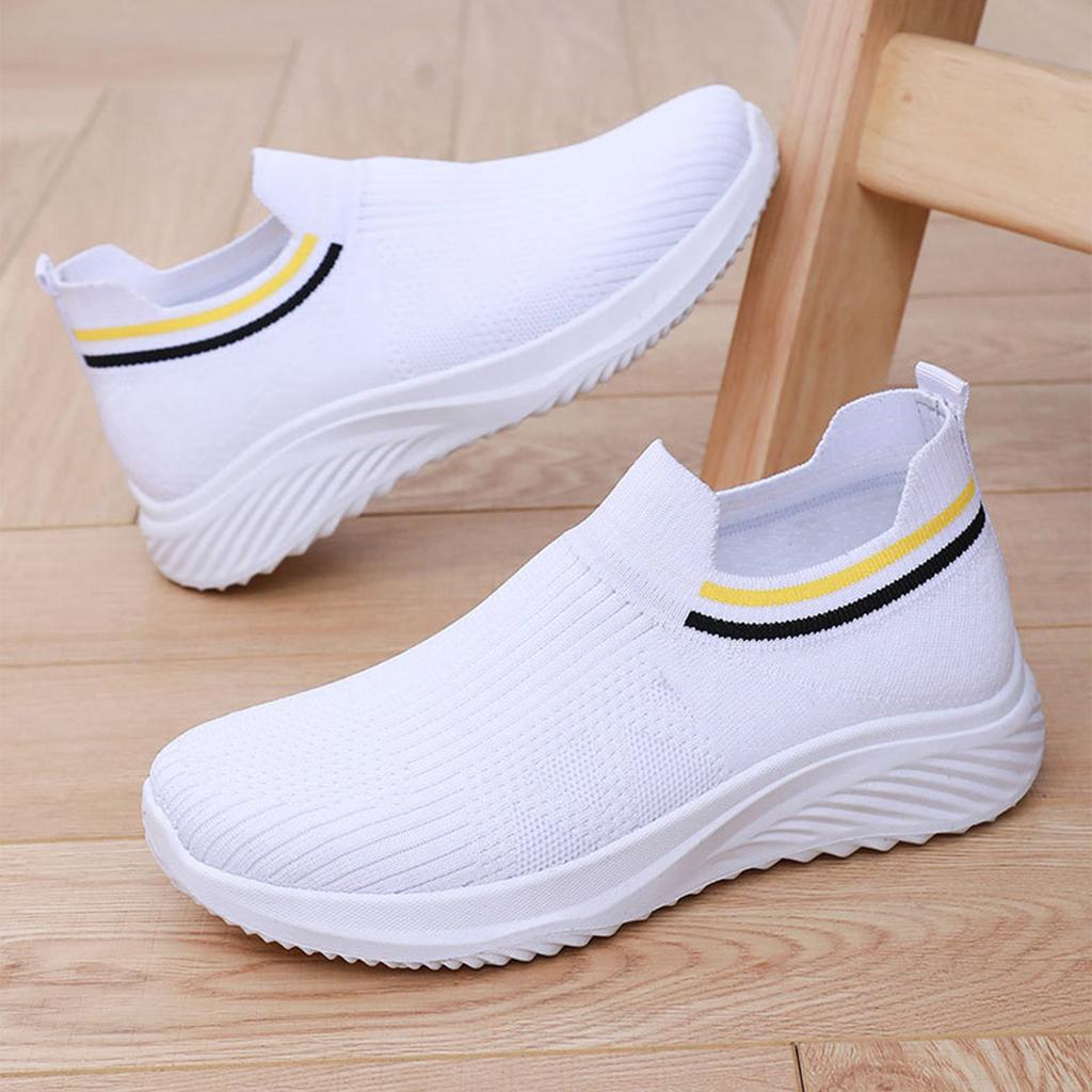 Lightweight Slip-On Knit Sneakers for Women Breathable Casual Athletic Shoes Flexible Sole Comfortable Fit