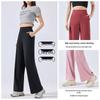 Women's High-Waisted Tummy-Control Wide-Leg Pants, Slimming Black, Comfortable Casual Outerwear for Spring 2026