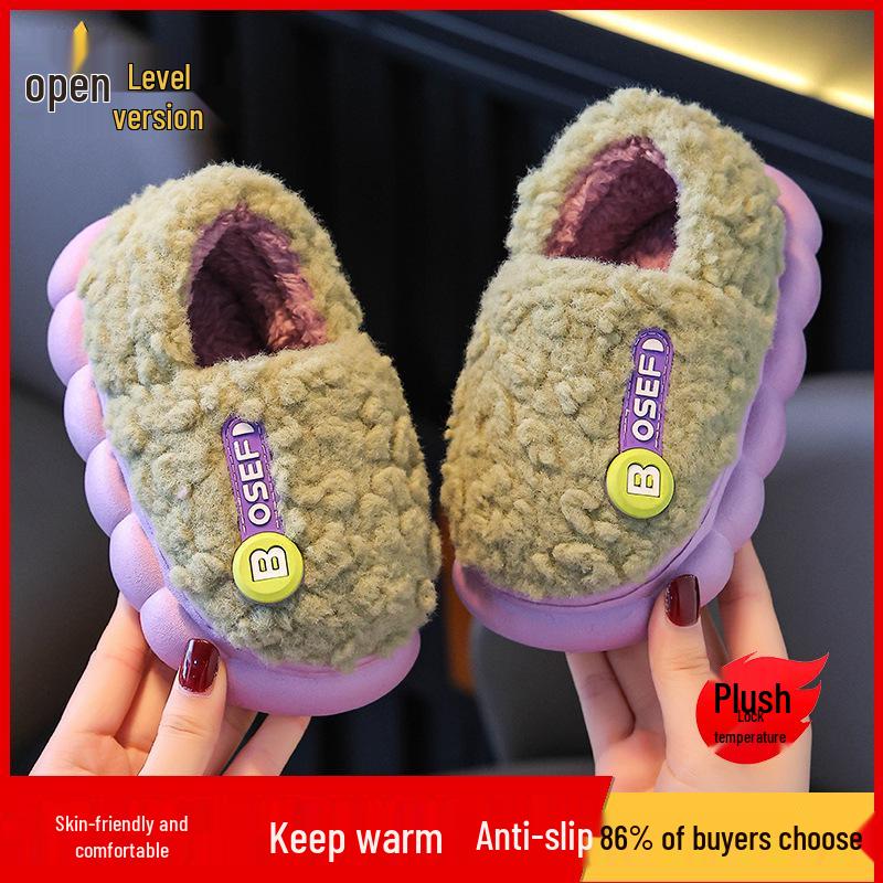 Flauschige Baumwollpantoffeln für Kinder: Weiche, rutschfeste Hausschuhe für Jungen, Mädchen und Eltern – Perfekt für Herbst und Winter.