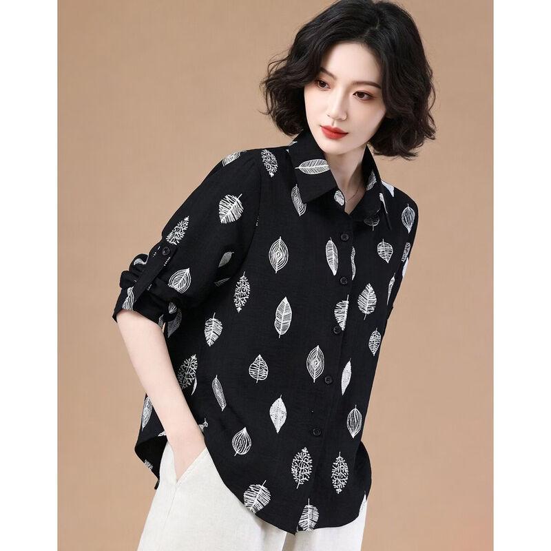 Women's Retro Printed Lapel Shirt