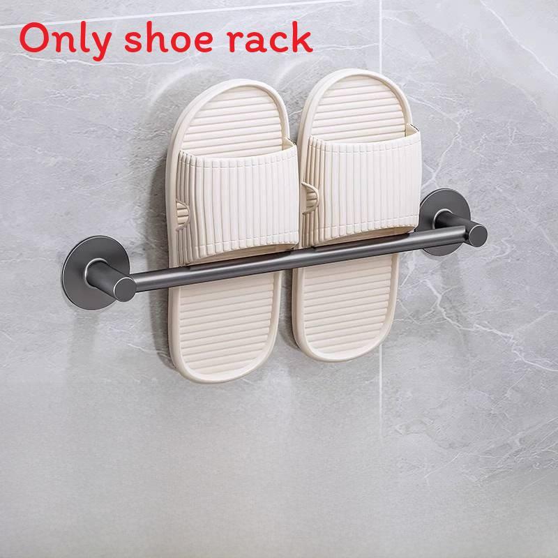 Space Aluminum Wall Mount Shoe Rack For Bathroom With Waterproof Adhesive Installation Modern Design For Home Organization