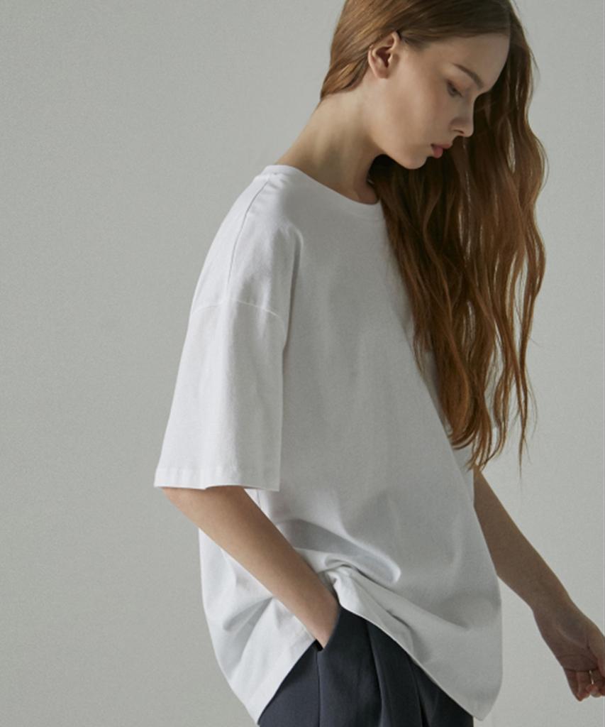 A.RIFF Basic Oversized Short Sleeve T-Shirt_Ivory