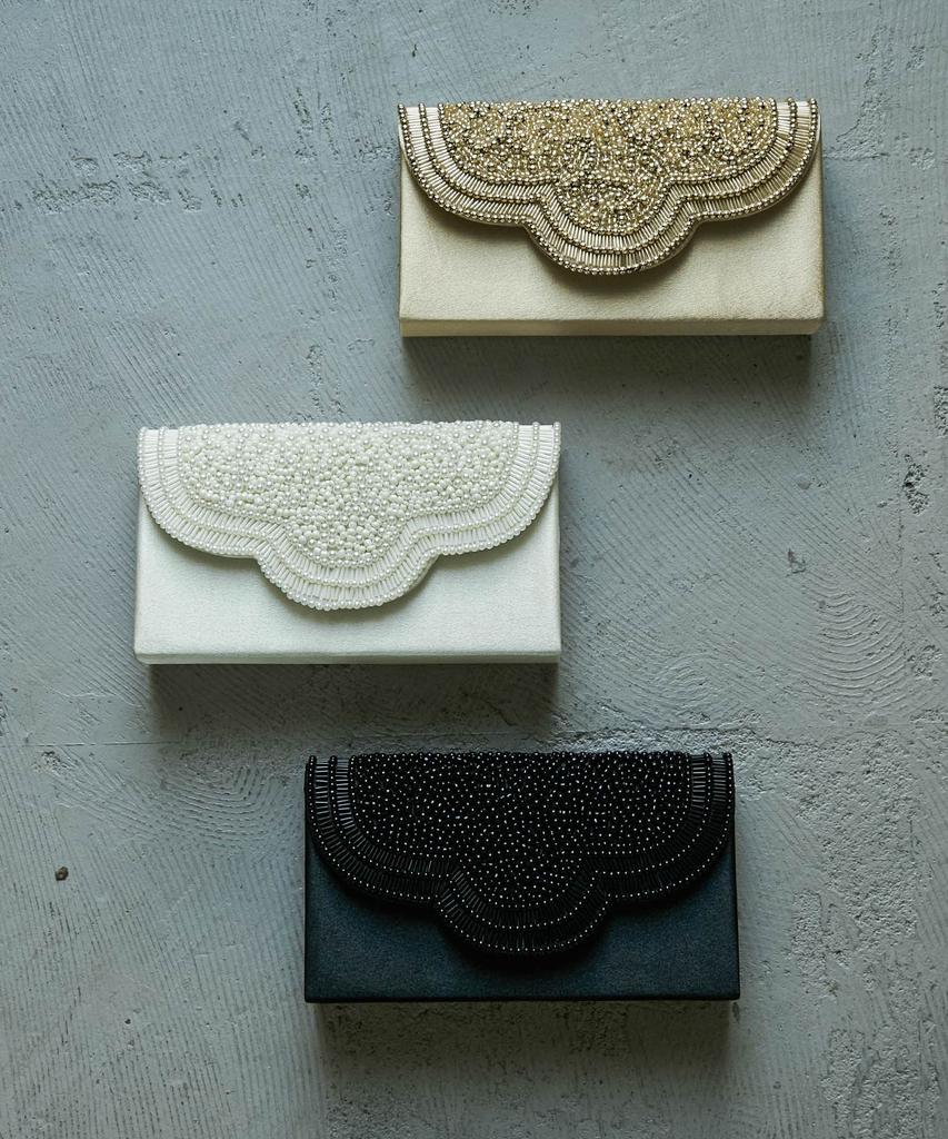 Niana Party Clutch Bag Party Bag Pearl Beads Satin Gold White Black Long Wallet Hand Mini Bag Na0000004199