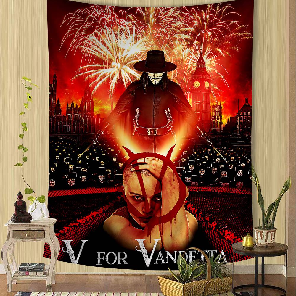Horror Movie V For V-VendettaS Classic Anime Tapestry Hanging Tarot Hippie Wall Rugs Dorm Home Decor