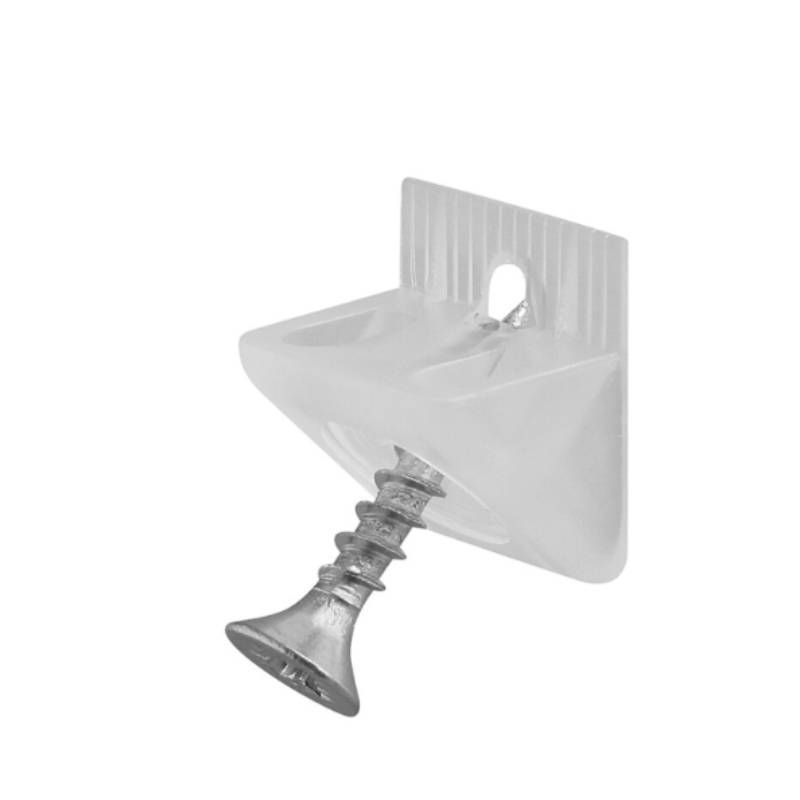 

White Plastic Corner Connector With Coated Screws For Home Cabinet Installation