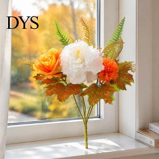 Simulation Greenery for Interior Decoration Artificial Fall Flowers, Faux Silk Flower Arrangement, Realistic Bouquet Long Lasting Flowers Weddings