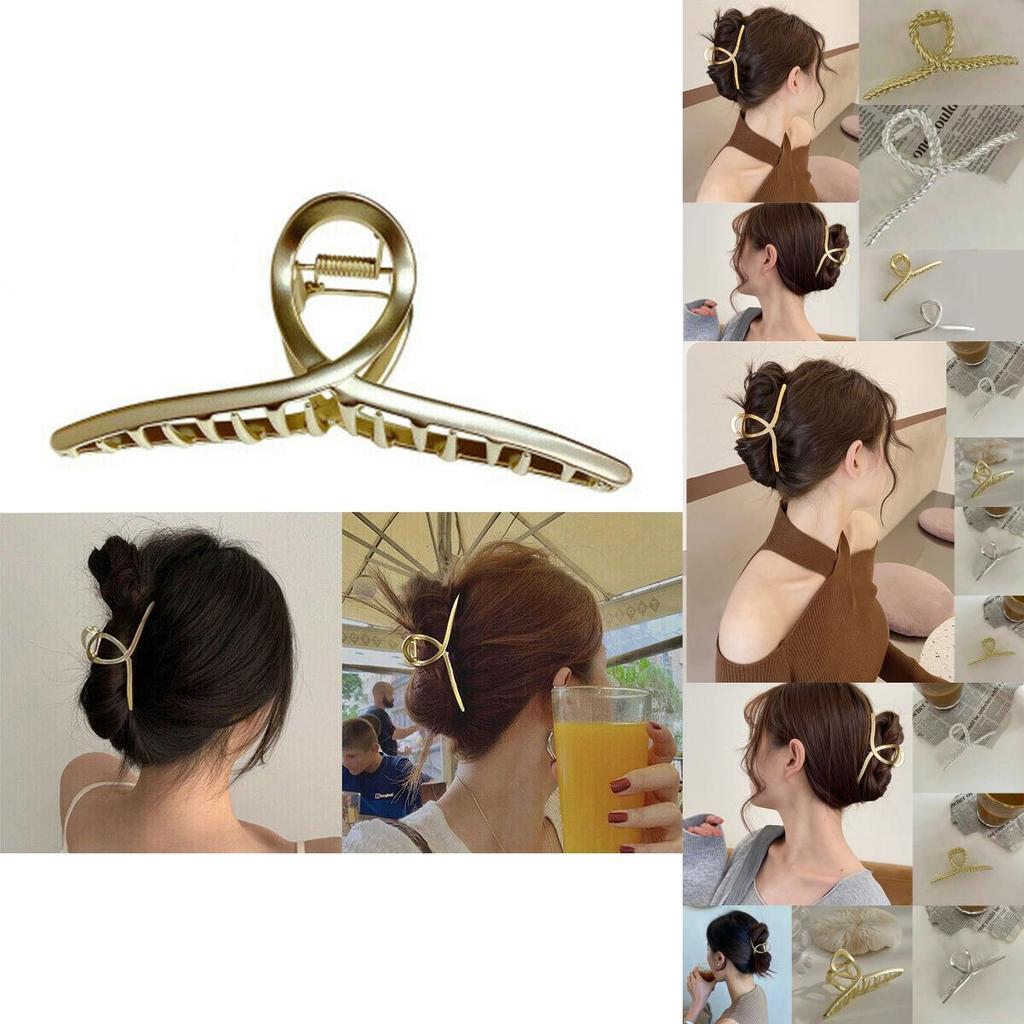 Elegant Women Hair Claw Clip Made Of Matte Metal For Strong Non-slip Grip