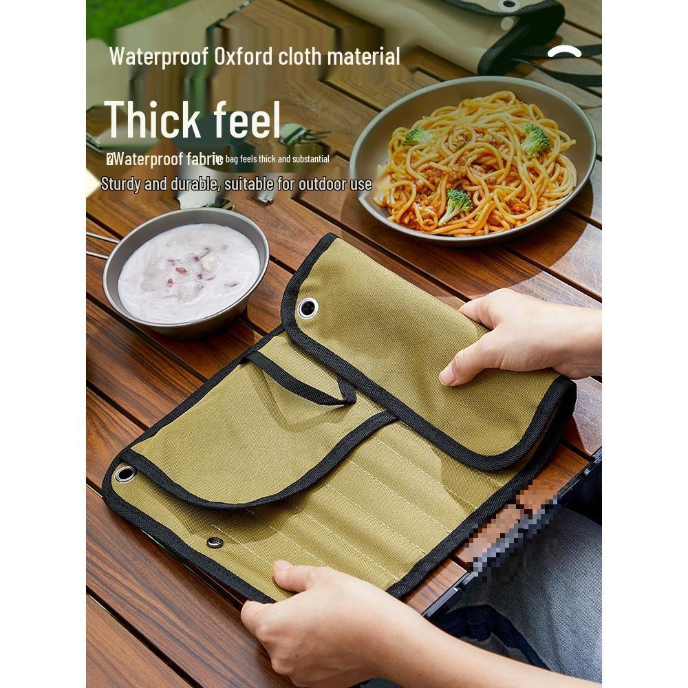 Stainless Steel Cutlery Set with Storage Bag: Chopsticks, Spoon, Fork, Knives, and Bowls for Outdoor Camping and Picnics.