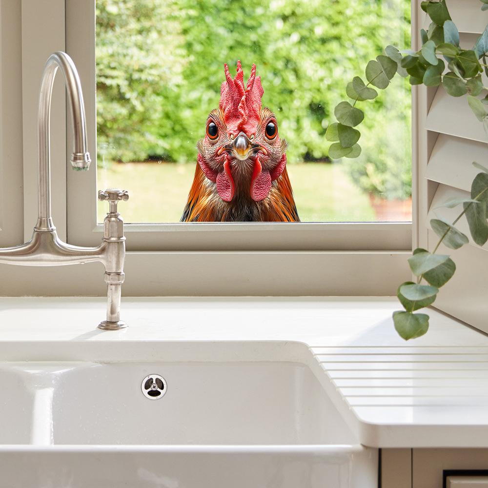 Imitation Tier Hahn Balkon Glas Heimverschönerung und Dekoration Statische Elektrizität Fensteraufkleber