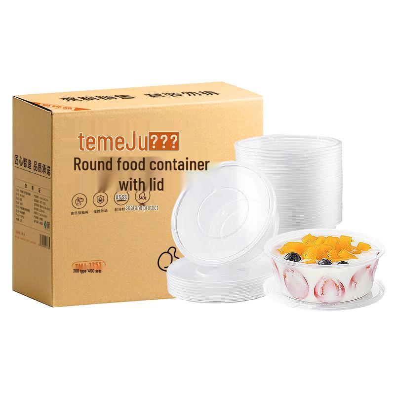 temeiju Einweg Runde Plastik Takeout Schüsseln mit Deckeln