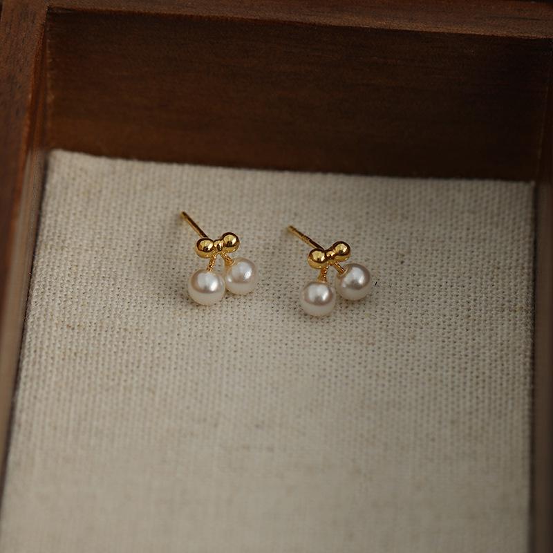 Sweet Pearl Cherry Earrings for Women: Simple, Fashionable, Versatile Studs – Perfect for Best Friends