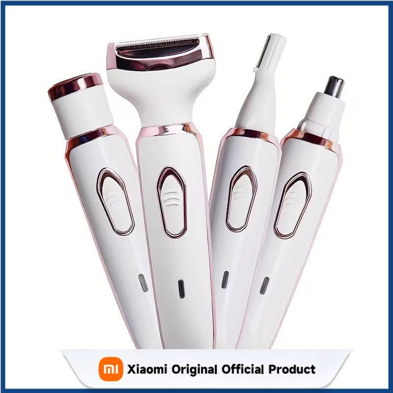 Xiaomi 4-in-1 Rechargeable Electric Lady Shaver Set - Portable 500mAh Wet & Dry Painless Trimmer for Face, Nose, Legs & Underarms