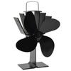 Heat Operated Stove Fan 4 Blades Black