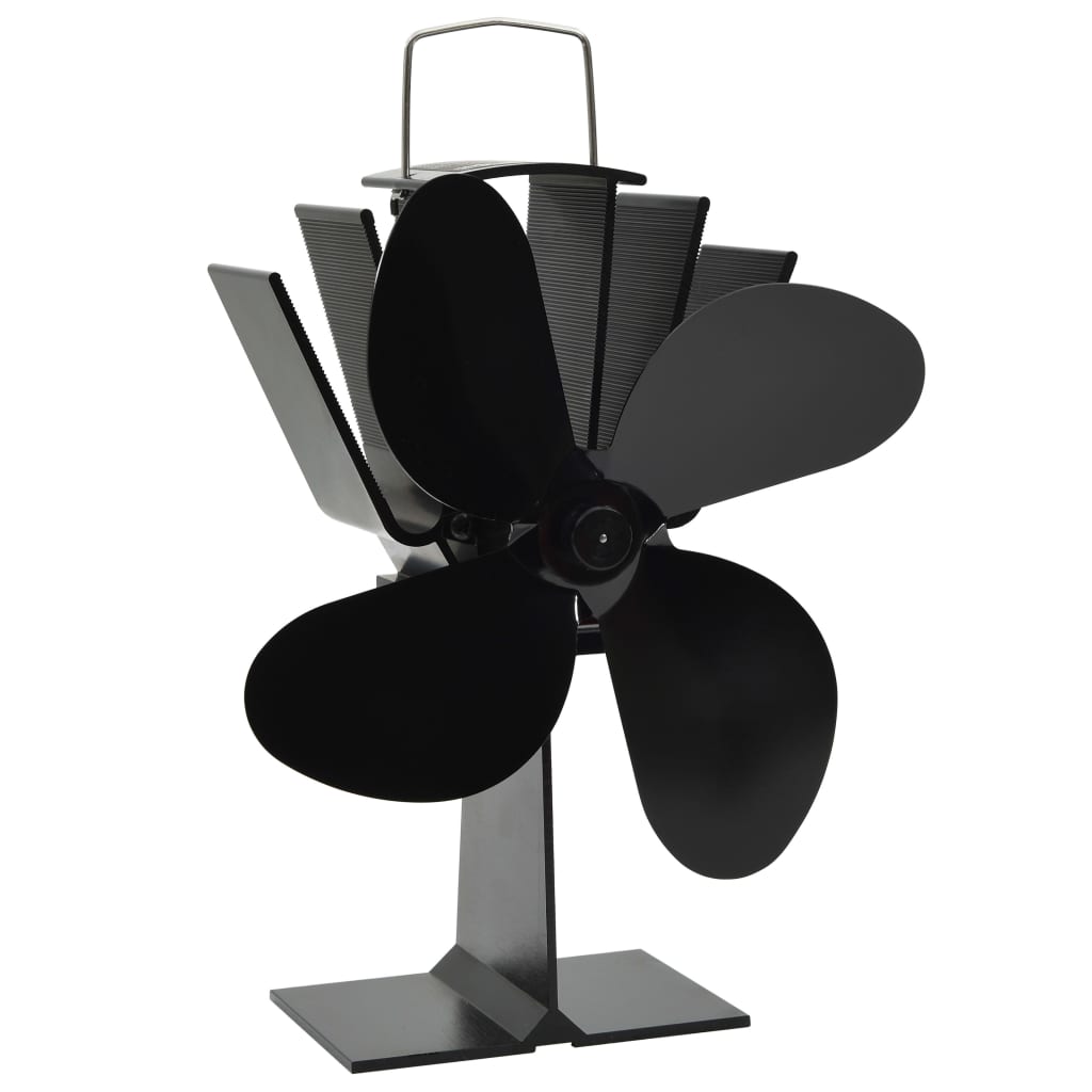 Heat Operated Stove Fan 4 Blades Black