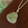 Natural Qingshui Hetian Jade Buddha Pendant, Maitreya Buddha Big Belly Buddha Jade Necklace for Women, Laughing Buddha Jade Pendant