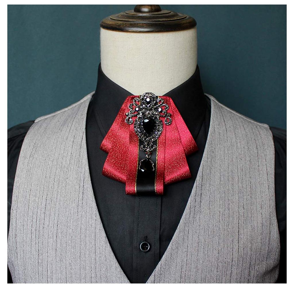 [Mendence] 2022 Necktie Bow Tie Unisex 8 Colors Men's Formal Uniform Bow Tie Retro British Wedding Bowknot Brooch Red