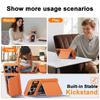 Mit Kartenhalter, Schiebefach für die Kamera und Ständer für iPhone 17 Pro Handyhülle, Anti-Fall PC+TPU Wallet Case - Orange
