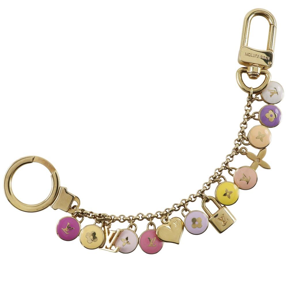 

LOUIS VUITTON Porto cresenne key ring M66172 Pastille charm multicolor Plated Gold _ Used