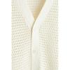 H M Hole Knit Cardigan Regular Fit creaM