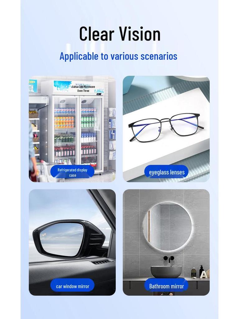 Long-Lasting Anti-Fog Freezer Glass Defogger - No-Wipe Solution for Clear Display Cabinets & Refrigerators