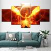 Canvas Painting Fantasy Art Fire Phoenix 5 Pieces Wall Art Painting Modular Wallpapers Poster Print for Living Room Home Decor