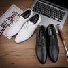 Men's British Style White Leather Shoes for Weddings and Business - Casual, Large Size, Perfect for Piano Performance