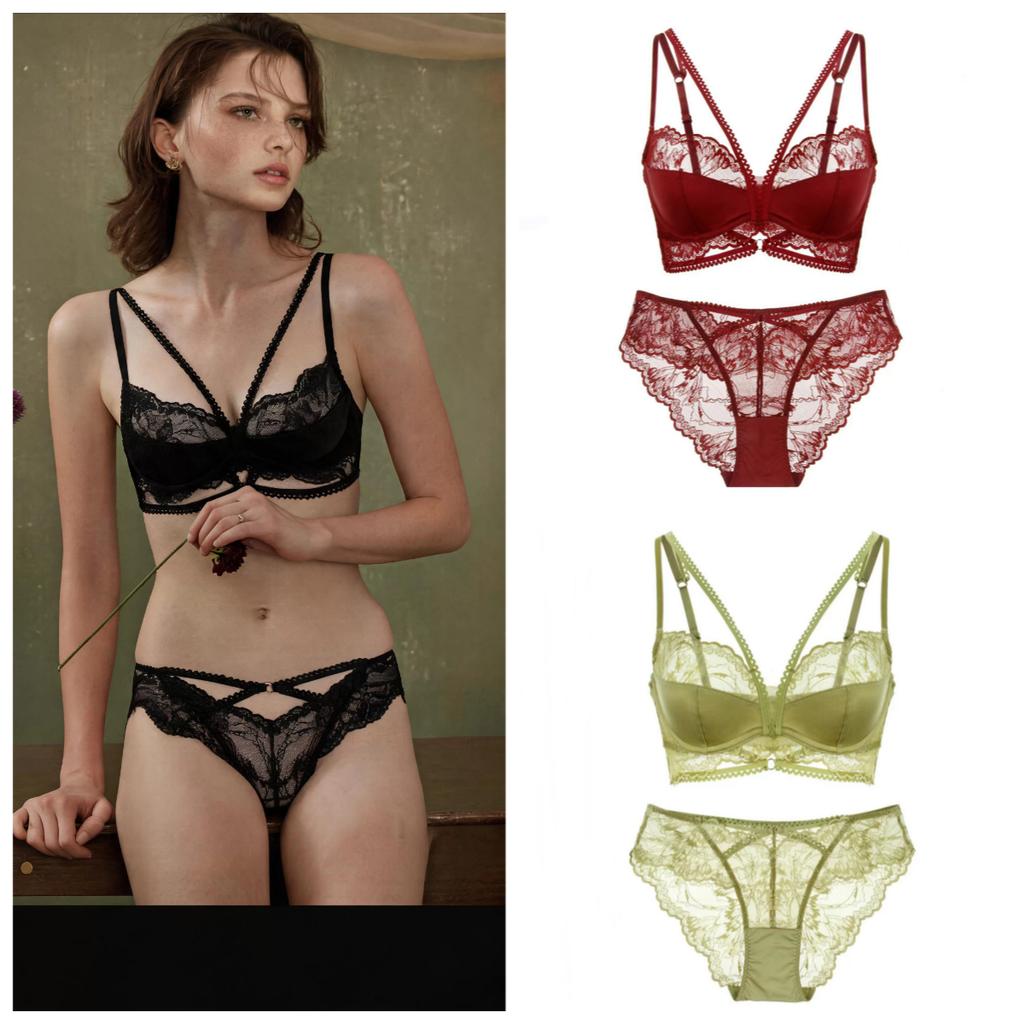 Set Lingerie Sexy Sottile in Pizzo Francese, Set Reggiseno Minimizer Anti-Caduta per Donne con Seno Abbondante