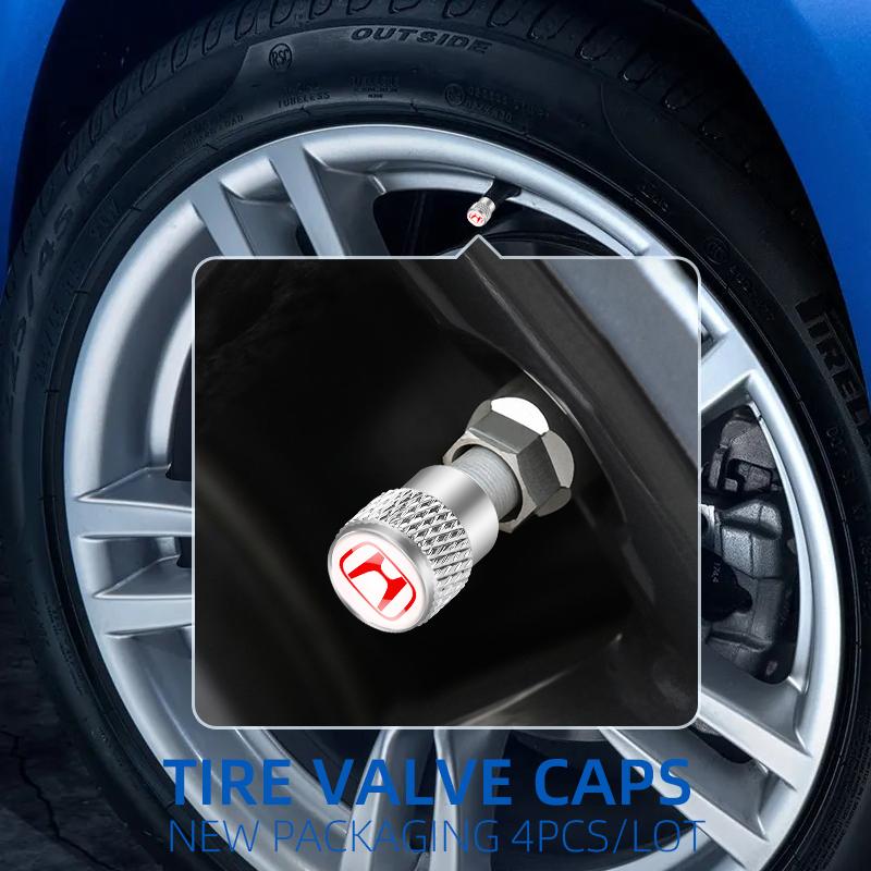 TR-24Pcs Car Metal Wheel Tire Air Valve with the Box Stem Caps Dustproof Covers For Honda TYPER CRV Civic XR-V HR-V City Accord Jazz