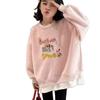 Girls' Korean Style Cartoon Hoodie - Faux Two-Piece Fashion for Autumn/Winter Medium/Large Kids