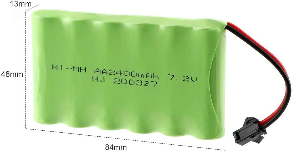 Ni-MH AA Battery Pack 7.2V 2400mAh Rechargeable | High Capacity & Optimal Performance | Compatible with RC Vehicles, Rock Crawlers – Green