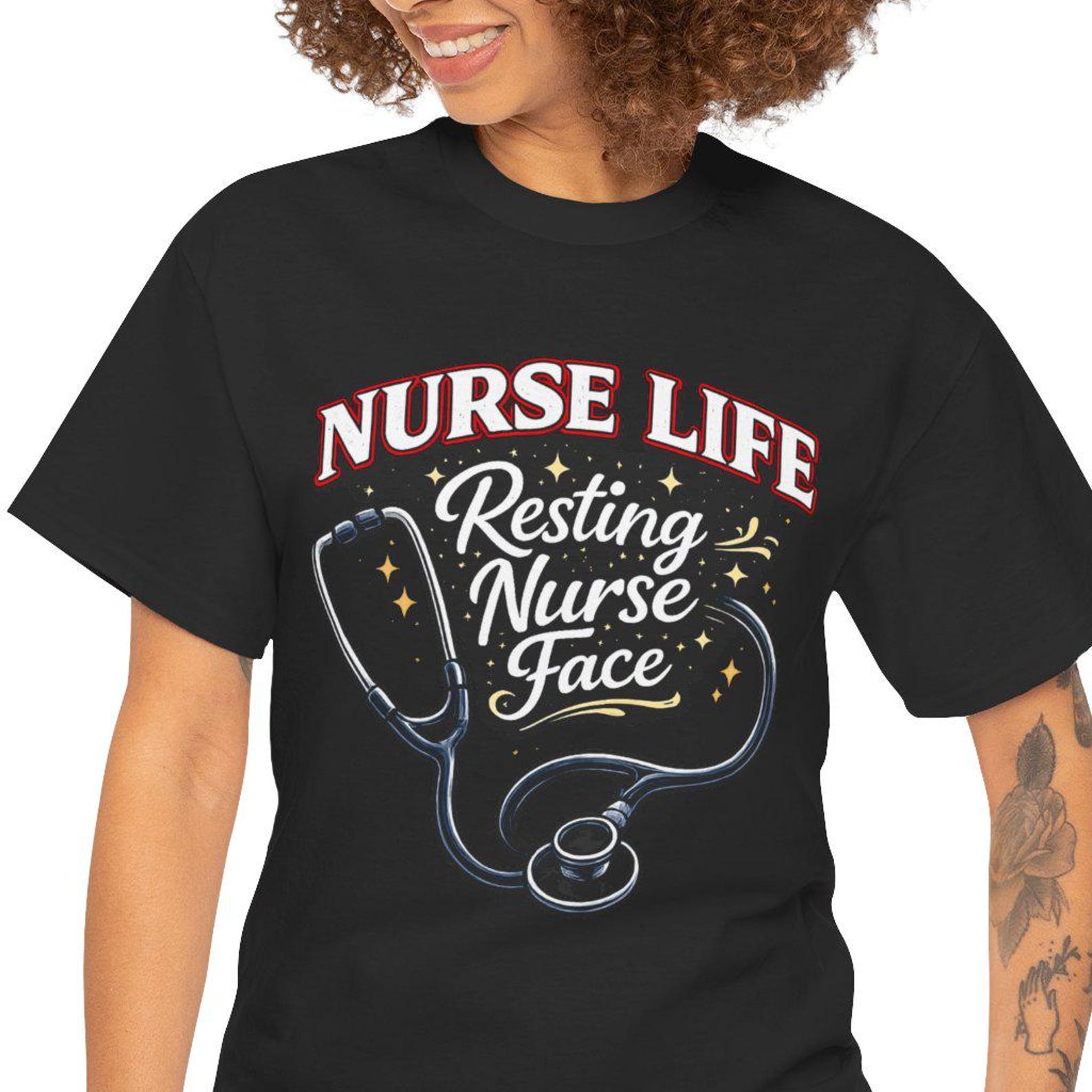 Nurse Life Resting Nurse Face Tee | Stethoscope Nursing Shirt L