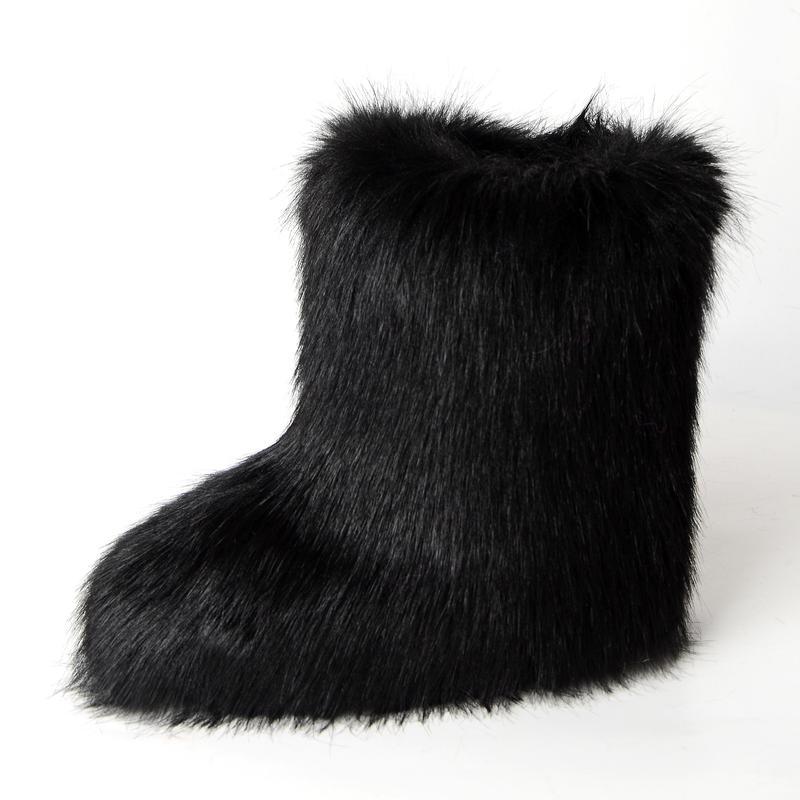 Stivali da neve caldi in pelliccia di procione imitazione monopezzo in pelliccia invernale da donna, scarpe pelose, stivali da esterno