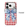 Classic Red Gingham Blue Floral Motif Bow Art Graphic Film Aesthetic Protective Shockproof Bumper Phone Case Cover For iPhone 14 15 16 Pro Max Plus