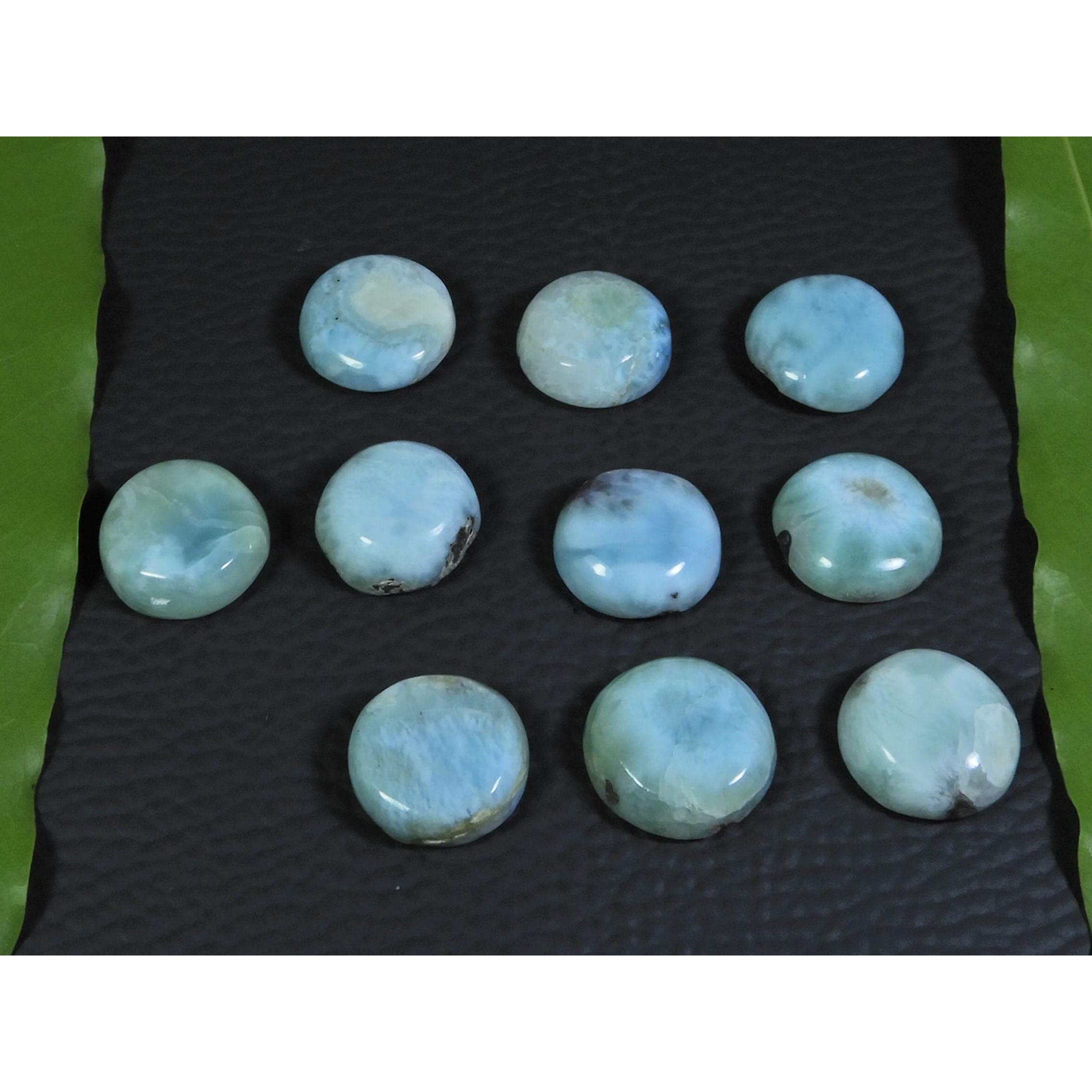 

13 мм Натуральный Ларимар Пектолит Круглый Кабошон Свободный Драгоценный Камень Лот 10 шт 74 карата A-412